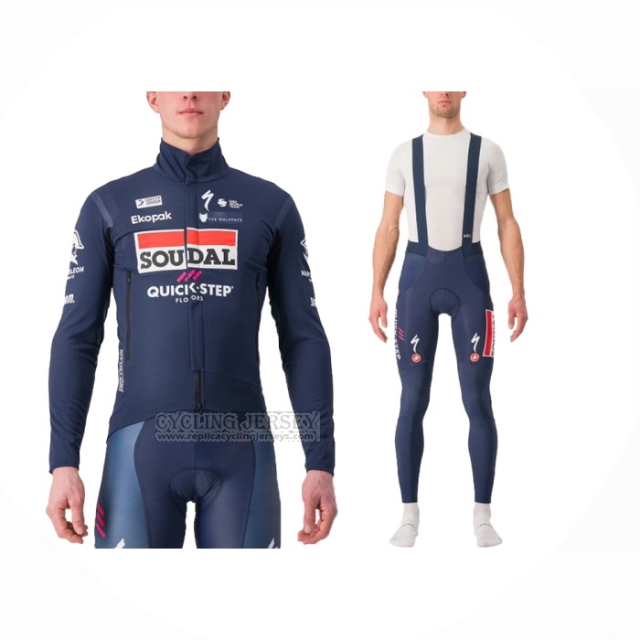 2024 Cycling Jersey Deceuninck Quick Step Dark Blue White Long Sleeve And Bib Short